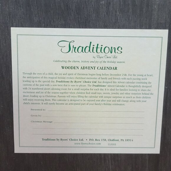 Byers Choice Wooden Advent Calendar 2003 24 Numbered Doors - Picture 10 of 16